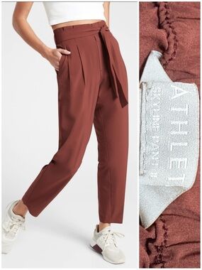 Athleta Skyline Pant II High Rise Travel Trousers UPF 50+ Paperbag Pants